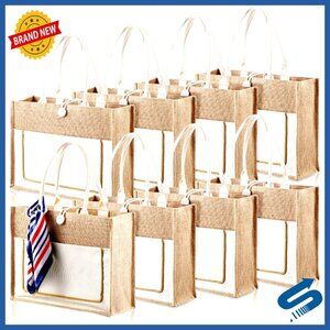 Reusable Jute Tote Bags Bulk Large Canvas Gift Bags for Wedding Travel